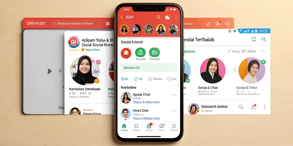 Antarmuka 55RP menampilkan berbagai stiker menarik dan status yang mudah diakses.