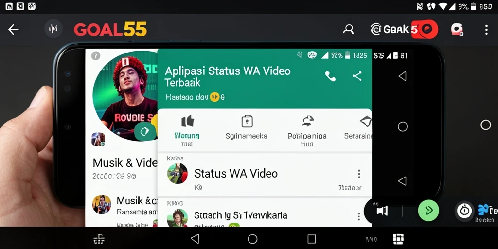 Antarmuka GOAL55 yang menarik dan fungsional untuk Status WA Video.