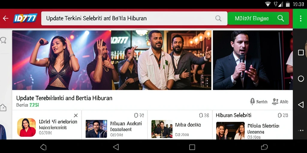 Tampilan antarmuka modern dan fungsi berita hiburan yang interaktif.