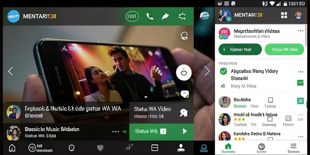 Antarmuka MENTARI138 yang menampilkan berbagai pilihan video status.