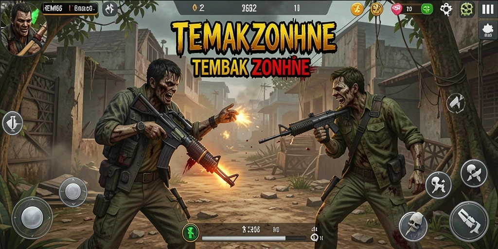 Antarmuka menarik permainan Tembak Zombie dengan grafik yang memukau.