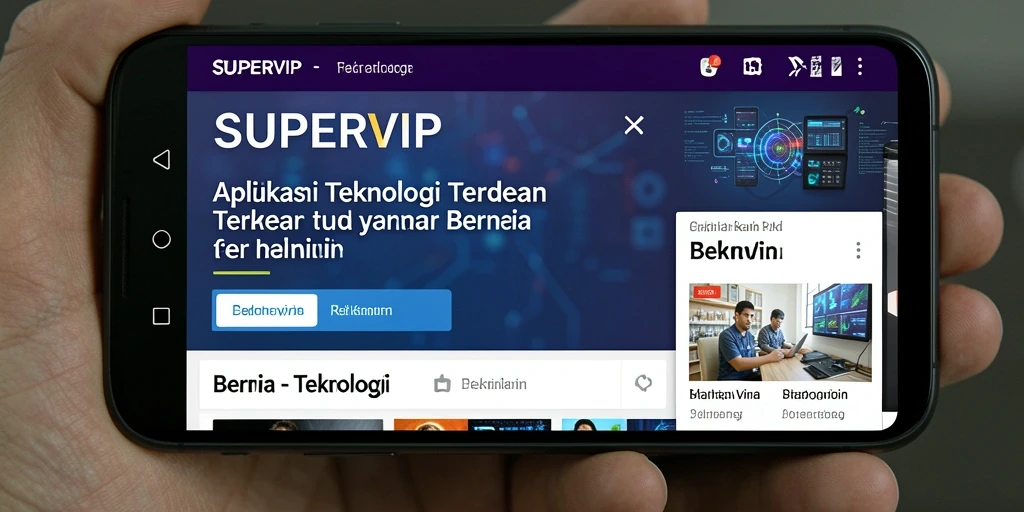Antarmuka SUPERVIP menunjukkan fitur berita terkini dan kemudahan navigasi.